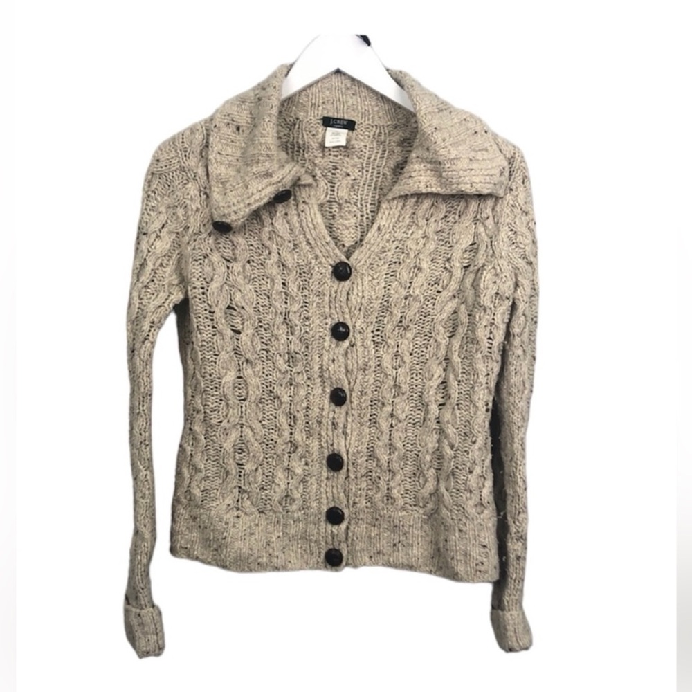 J. Crew Tan Hand Knit Wool Cashmere Blend Sweater Cardigan XS